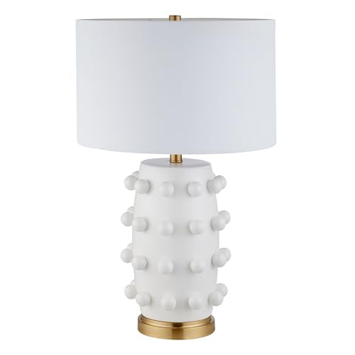 Modern 26-Inch White Ceramic Table Lamp with Spherical Orbs - Flat White