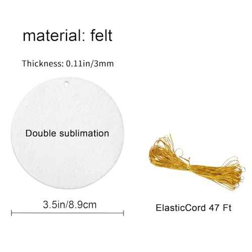 24 pcs Sublimation Ornament Blanks£¬Felt Christmas Ornaments,Sublimation Christmas Ornament Blanks for Christmas Tree Decor Blank Ornaments (Round 3.5 inch)