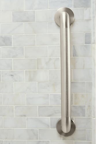 18 Inch Stainless Steel Handicap Grab Bar - Peened Finish, Slip Resistant, Elderly Safety