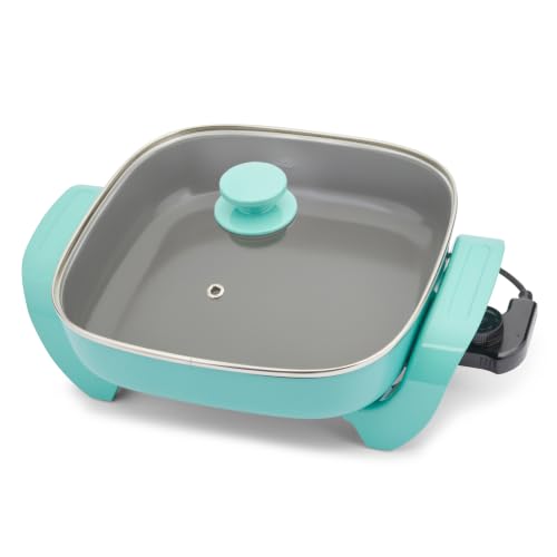 Electric Skillet 12 Inch 5QT Nonstick Cooking Pan - Turquoise