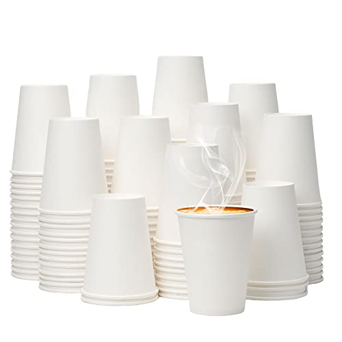 Disposable Paper Coffee Cups 12 oz - White, 300 Pack