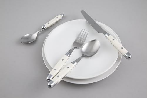 Cambridge Jubilee White Flatware Set for 4 - 16-Piece Stainless Steel Dinnerware