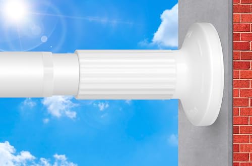 White Tension Curtain Rod 51-165In Adjustable No-Drill Support Rustproof