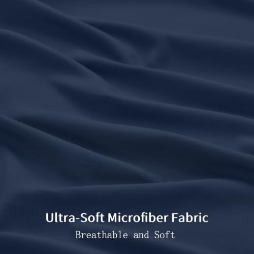 Navy Blue Full Size Comforter Set - 7 Pieces, Soft Bed in a Bag, Diamond Quilt