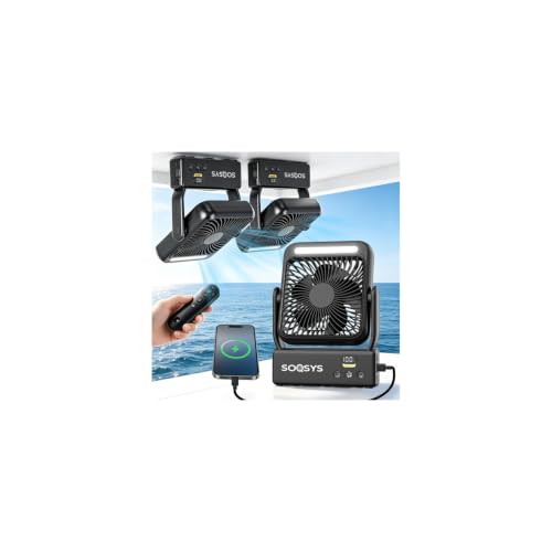 Black 2-Pack Magnetic Travel Fan with Night Light - 4-Speed, 10000mAh, Portable Cruise & Camping Fan