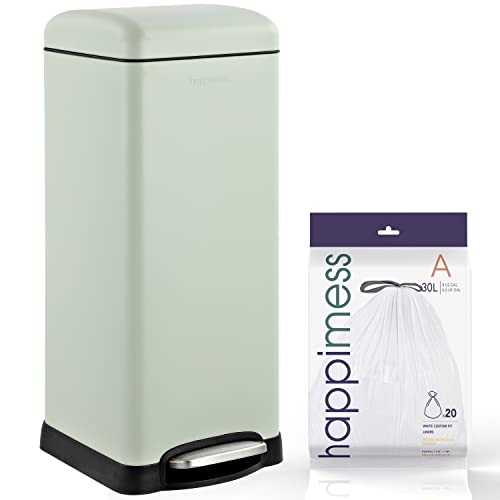 Happimess Retro 8-Gallon Step-Open Trash Can - Mint Green, Soft-Close Lid