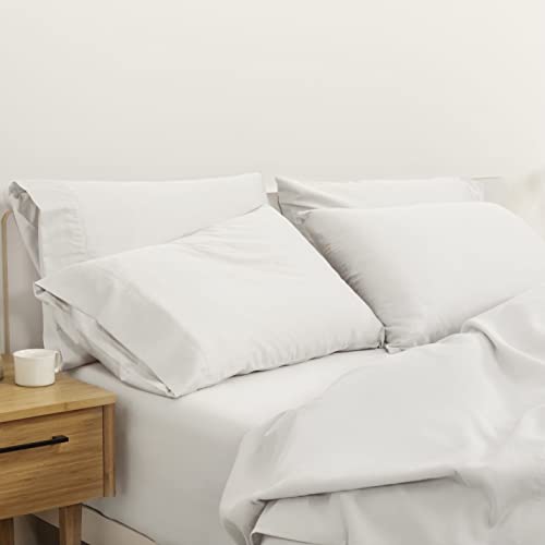 Queen Percale Sheet Set - 100% Organic Cotton, Crisp & Breathable Bedding
