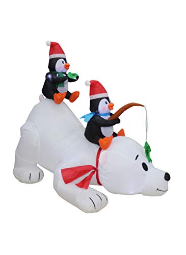 6 FT Lighted Christmas Inflatable Penguins & Polar Bear Holiday Decor