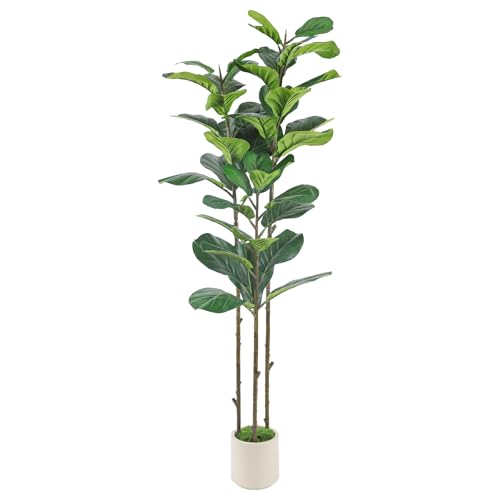 5ft Artificial Fiddle Leaf Fig Tree with Green Moss - Realistic Indoor Plant