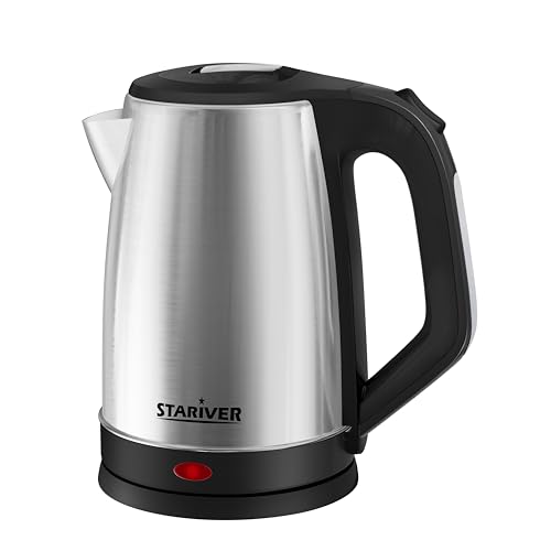 Stariver 2.5L Large Electric Kettle - Black Silver BPA-Free Stainless Steel Water Boiler
