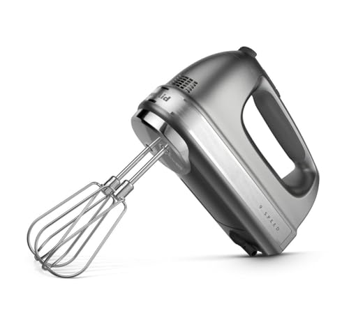 KitchenAid 9 Speed Hand Mixer - Contour Silver with Accessories