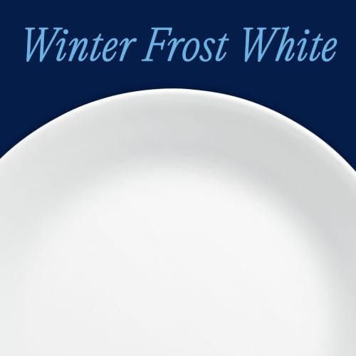 Corelle Vitrelle 8-Piece 10.25-Inch Frost White Dinner Plates Set, Chip-Resistant & Lightweight