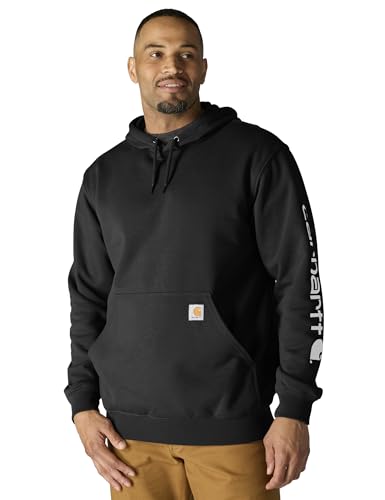 Carhartt Men's Logo Sweatshirt Black Large - Iconic Workwear Hoodie