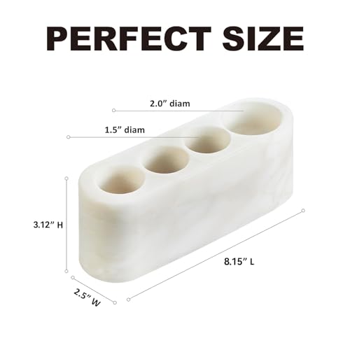 Karibib Ice Marble Toothbrush Holder with 4 Slots - Bathroom Organizer for Electric Toothbrush, Razor, Floss, and Toothpaste