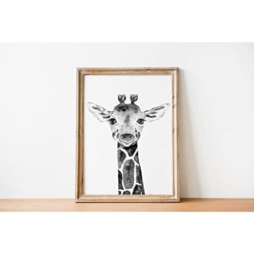 Safari Animals Wall Art Prints Set of 3-11x14 - Unframed - Zebra, Giraffe, Elephant Baby Animals Artwork - Decor for Nursery, Kids Room Decoration