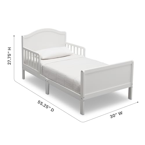 Toddler Bed with Guardrails - Bianca White, Greenguard Gold Certified - Delta Children Bennett