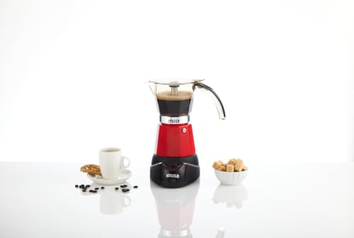 Electric Espresso Coffee Maker 3 or 6 Cups with Cool-Touch Handle - Red