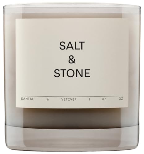 Salt & Stone Santal & Vetiver Scented Candle - 8.5 oz, Warm Woody Fragrance