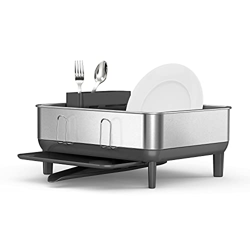 Gray Compact Steel Dish Rack for Small Kitchens - 15 x 15.5 x 7.5 Inches