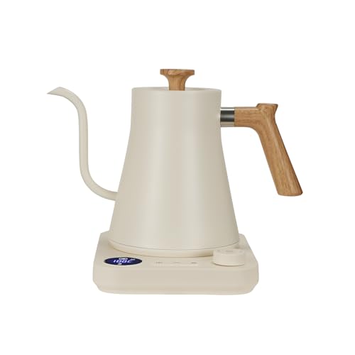 BQEUCE White Gooseneck Electric Kettle 0.9L with ±1℉ Temperature Control