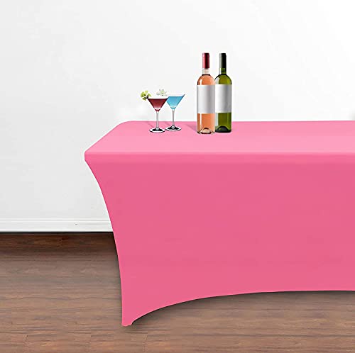 Obstal 5ft Stretch Spandex Table Cover for Standard Folding Tables - Universal Rectangular Fitted Tablecloth Protector for Wedding, Banquet and Party