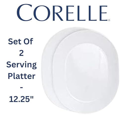 Corelle Winter Frost White Serving Platter & 2-Quart Bowl Set – 2-Pack with Variation Platter & 2 Qt