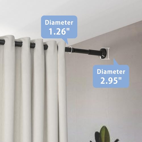 Umimile Tension Curtain Rod 51-126 Inches Black Adjustable Shower Rod