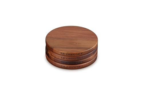 Petite Magnetic Wooden Trivet - 5.5-inch Acacia Heat-Resistant Kitchen Accessory - 4 Pack