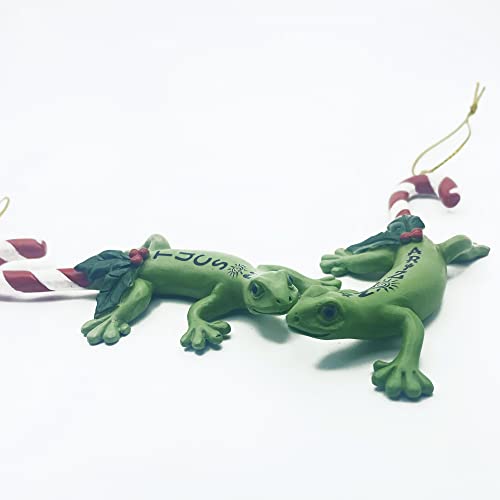 Candycane Tail Gecko Personalizable Ornament (Blank Gecko) Hand Painted, Sonoran Souvenirs