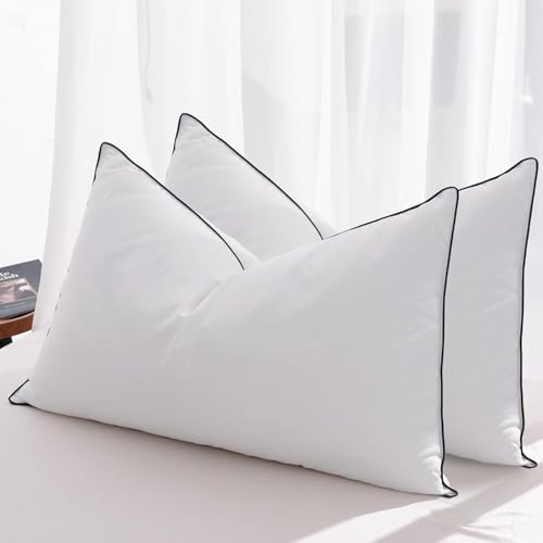 Mosluna King Size Feather Down Pillow Set of 2 - Medium Firm Luxury Hotel Collection 20x36 in