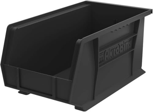 Akro-Mils 30240 Black Plastic Storage Bins 15x8x7 Inches 12-Pack - Heavy Duty, Stackable, Multi-Purpose Container