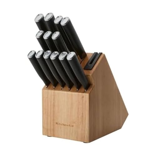 KitchenAid 14-Piece Stainless Steel Knife Set with Built-In Sharpener - Natural Finish
