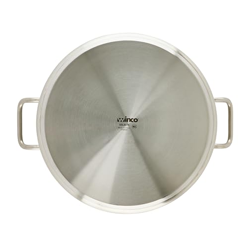 Winco 15 Qt Stainless Steel Brazier Pan with Lid - Commercial Kitchen Cookware