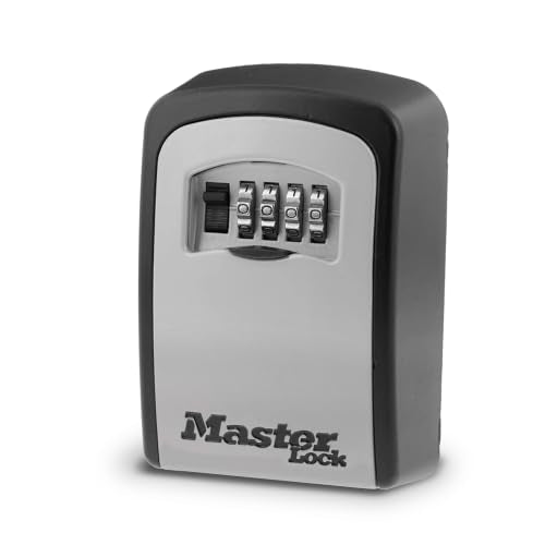 Key Lock Box with 5 Keys and Combination Lock - Wall Mountable, Black/Silver, Variation: Standard Dial / 5 Key Capacity