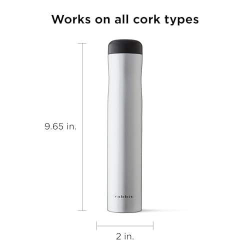 Rabbit Electric Corkscrew with Foil Cutter 2x9.6 Inch Silver Hands-Free Wine Opener