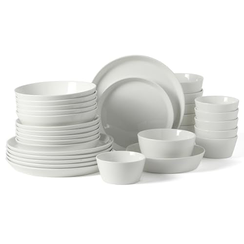 White 30-Piece Dinnerware Set for 6 - Plates & Bowls Collection