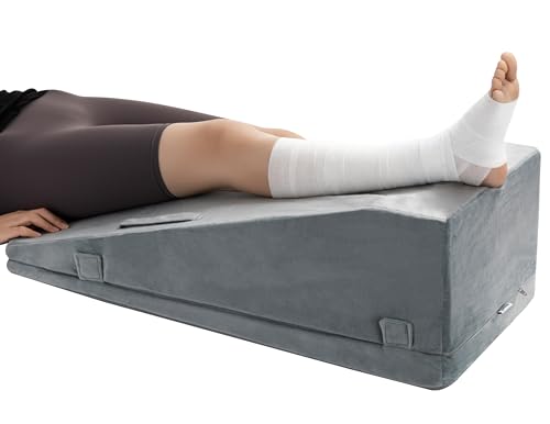 Ganondorf Grey Single Leg Elevation Pillow with Pad - Adjustable Foam Wedge for Post-Surgery Support
