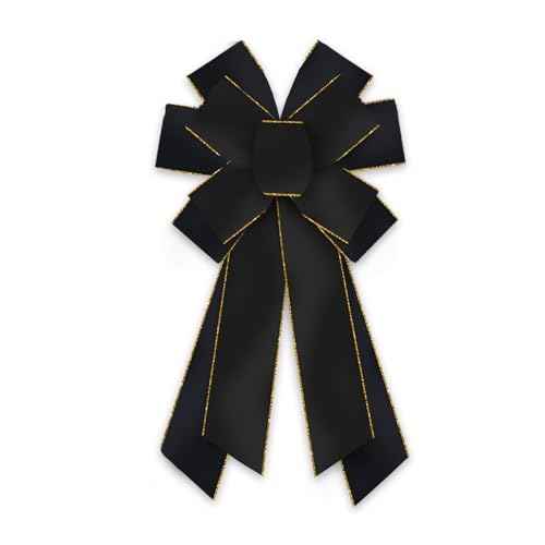 Luxury Black Gold Halloween Wreath Bow - Extra Large Wired Christmas Decor for Front Doors, Holiday Trees & Festive Indoor Outdoor Decorations, 11.42x20.87 Inch