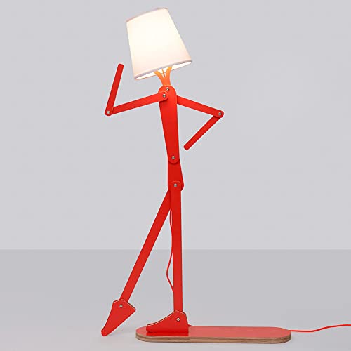 Tall Wooden Floor Lamp Corner Reading Light with LED Bulb - Orange M