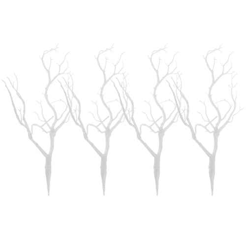 LIFKOME Artificial Antler Dried Tree Branches 13.76'' Art Witch Antler Branch Decorative Plant Twigs Plastic Dry Branches Decor for Wedding Christmas Party Home Supplies White 4pcs