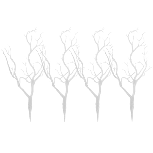 LIFKOME Artificial Antler Dried Tree Branches 13.76'' Art Witch Antler Branch Decorative Plant Twigs Plastic Dry Branches Decor for Wedding Christmas Party Home Supplies White 4pcs