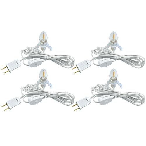 MEILUX 4 Pack C7 LED Night Light Bulbs with Power Cords - Warm White Decorative Lighting