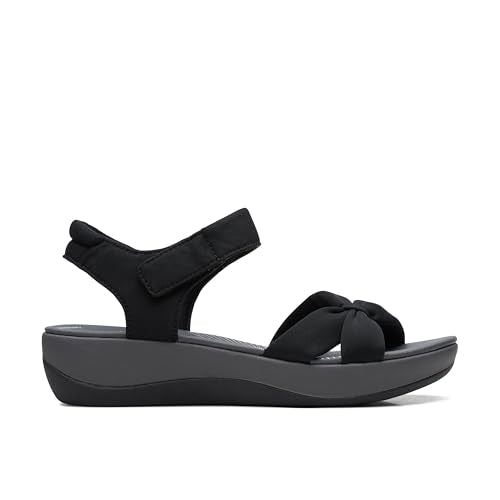 Clarks Women's Arla Shore Ankle Strap Athletic Sandals - Black Textile, Size 8