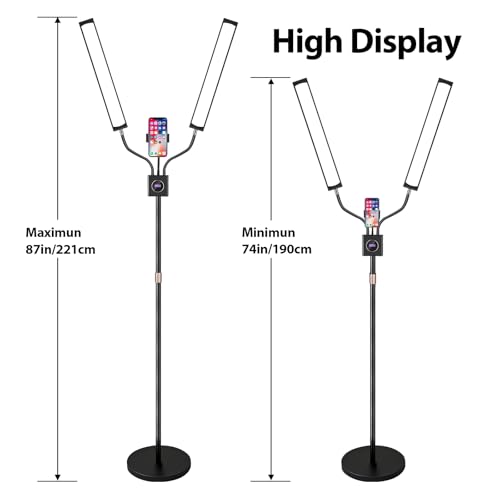 Dual Arms Lash Light, Dimmable 3 Color Tattoo Ring Light with Phone