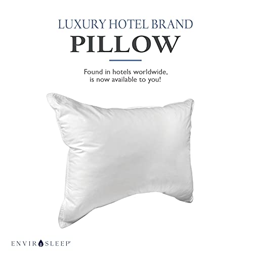 Queen Size Medium Support Hypoallergenic Pillow Set - 2 Pillows, Cotton Shell