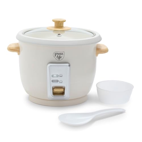 Cream 1.5QT Rice Cooker with Removable PFAS-Free Ceramic Nonstick Pot - 3-Cups Uncooked