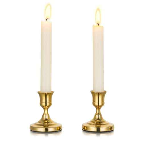 Gold Taper Candle Holders Vintage: Small Candlestick Holders Metal Candle Sticks Holder Decor Antique Decoration for Dinning Table Mantel Wedding Centerpieces Christmas Party Set of 2