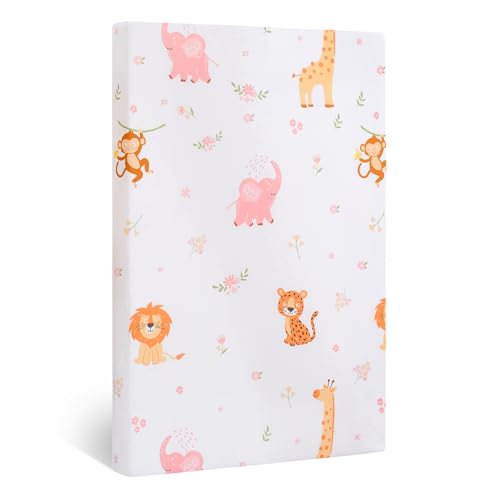 Pink Elephant Pack and Play Mattress - 38 x 26 Inch Portable Waterproof Mini Pad