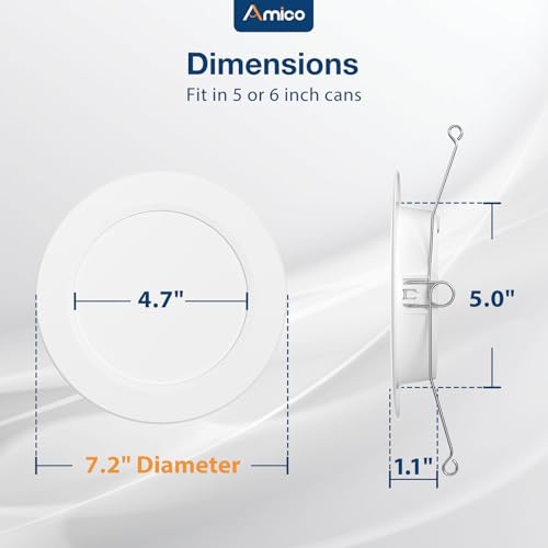 Recessed LED Can Lights 5/6 Inch, White, 12 Pack, 5 CCT Selectable, Easy Install