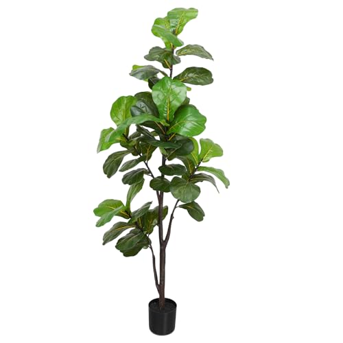 LUWENER 6ft Green Large Artificial Fiddle Leaf Fig Tree in Pot for Indoor & Outdoor Decor